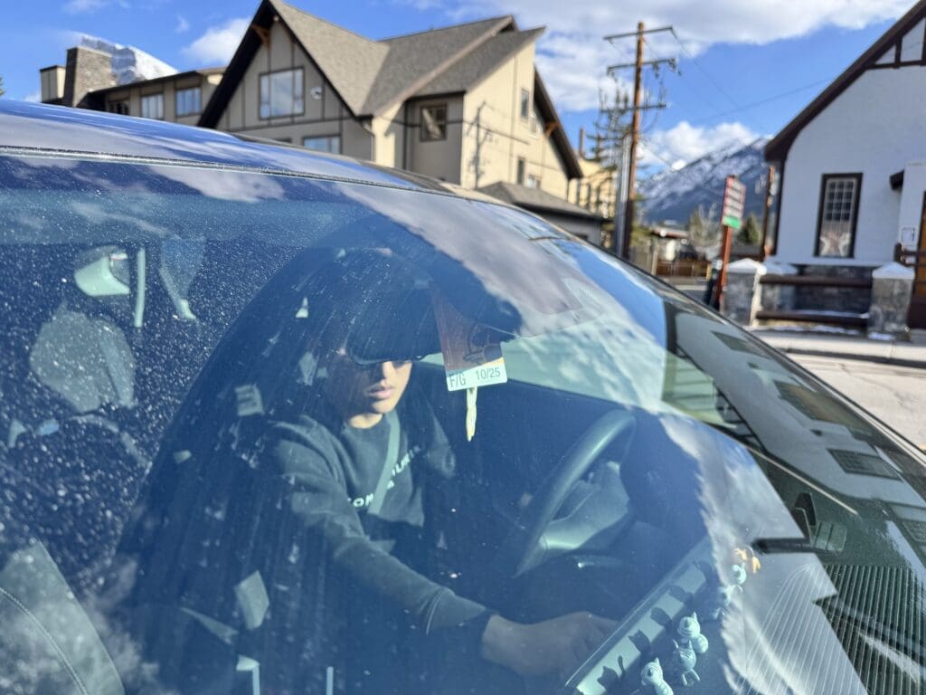 The annual Discovery Park Pass is hanging on the rear view mirror