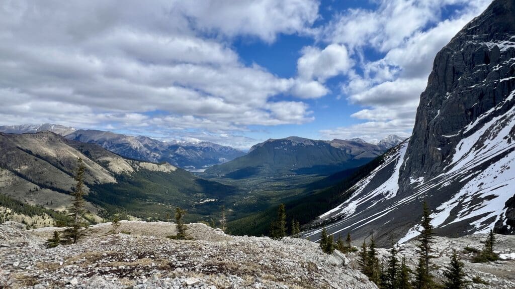 The is the Panoramic views in May after finishing the West Wind Pass hike.